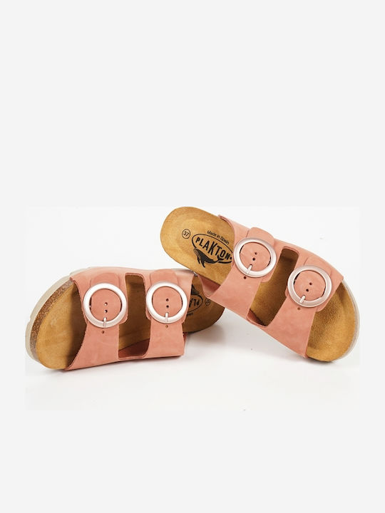 Leather Women's Flat Sandals Anatomic in Pink Color