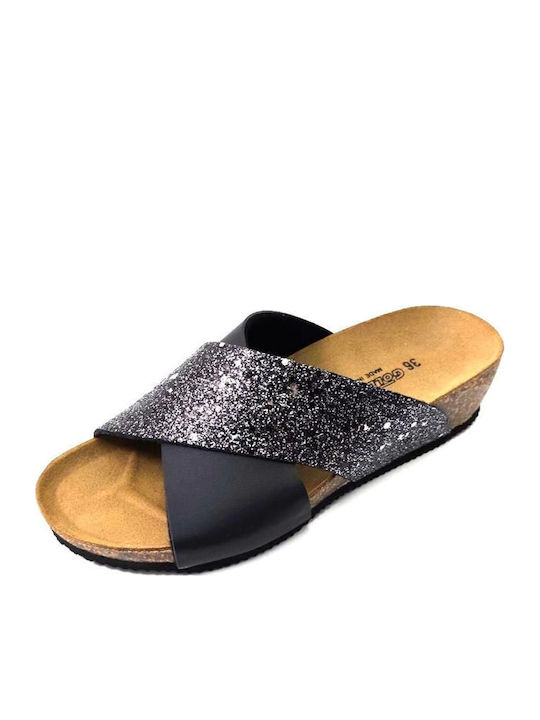 Flache Sandalen für Damen Anatomisch in Schwarz Farbe