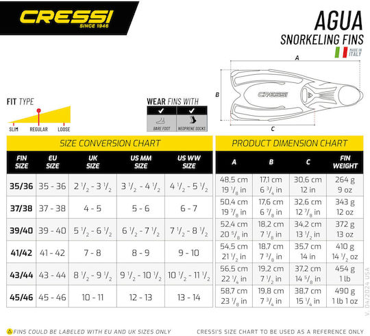 CressiSub Flippers Swimming Agua Long Black