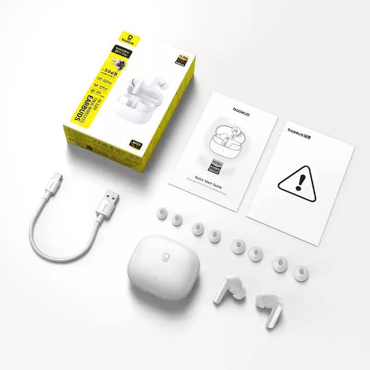 Baseus Bass BP1 Pro In-ear Bluetooth Handsfree Earphones with Sweat Resistance and Charging Case White