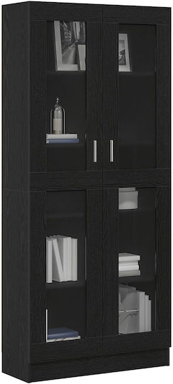 Bibliotheken Schwarz Eiche (2Stücke) 82.5x30.5x185cm