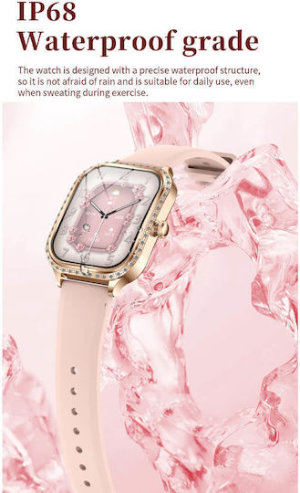 Microwear MK88 Smartwatch με Παλμογράφο (Gold Steel)