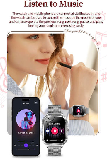 Microwear MK88 Smartwatch με Παλμογράφο (Gold Steel)