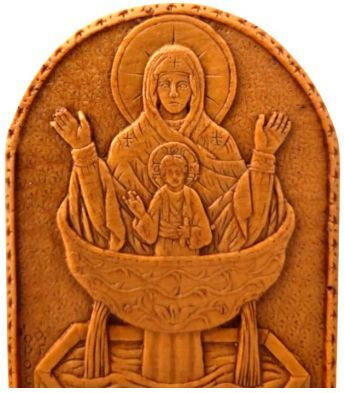 Monastic Wax Icon Holy Mary Life-Giving Spring 7.5x5.5 Cm