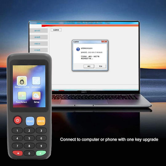 Set Cititor Copiator Rfid Nfc 1 X Adaptor Otg 5 X Carduri 5 X Chei Programabile Uid 7 Frecvențe Programabile 13.56 Mhz 125 Khz 175 Khz 250 Khz 300 Khz 375 Khz 500 Khz Ecran Lcd Negru