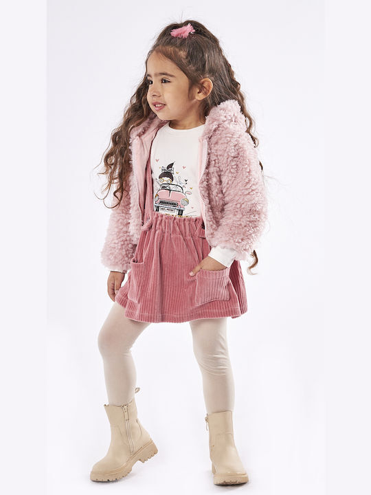 Kinder-Set mit Rock & Jacke Winter 3Stück Rosa