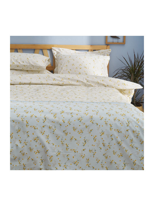 Charalambidis Textiles Ρετρό Σεντόνι Διπλό 200x260εκ. Γαλάζιο