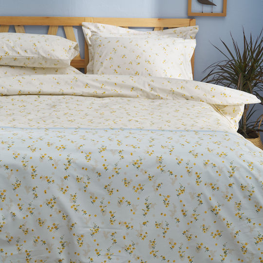 Charalambidis Textiles Чаршаф Двойна 200x260см. Ретро Светлосиньо