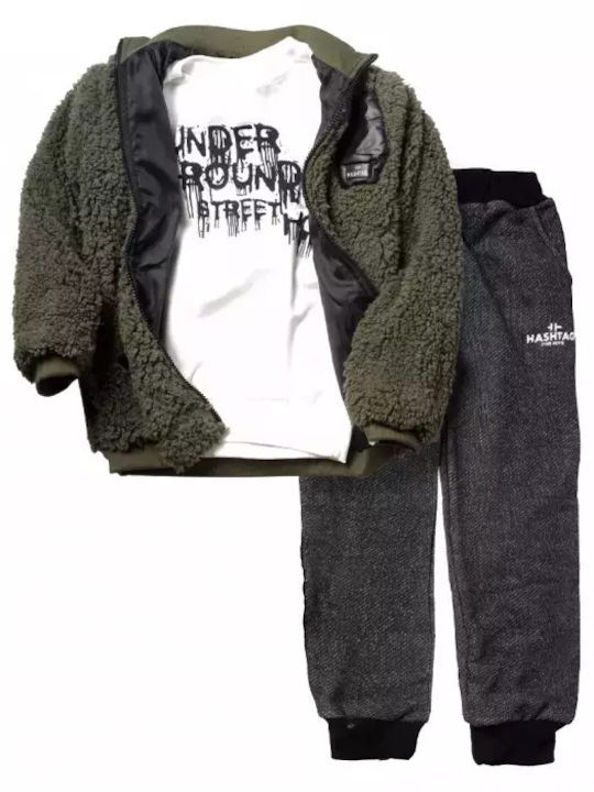 Set pentru copii cu pantaloni & haină Iarnă 3buc Kaki