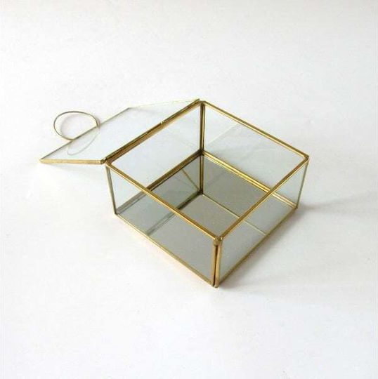 JK Home Decoration Διακοσμητικό Κουτί Γυάλινο 12.5x12.5x6cm