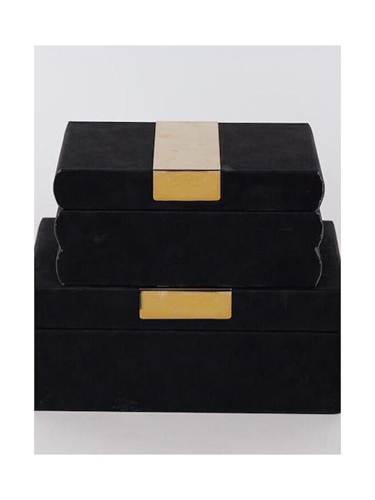 Estheti Home Dekorative Boxen Schwarz Set aus 2 Stück 25x15x10 20x12x8cm 752-17082
