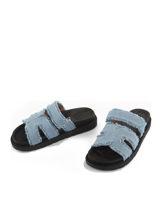 Flache Sandalen für Damen in Hellblau Farbe
