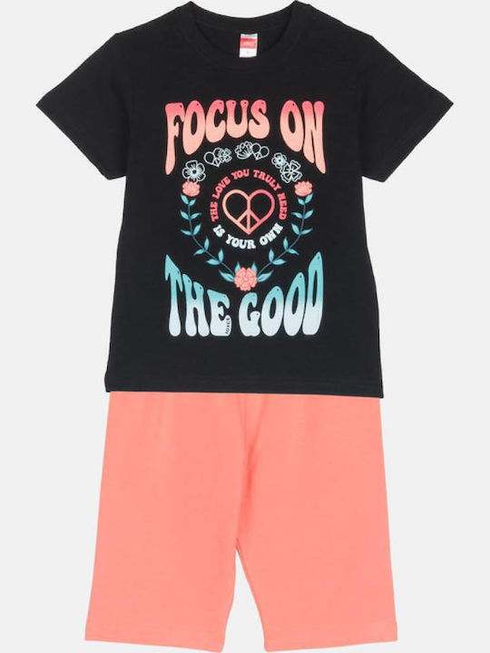Kinder-Set mit Leggings Sommer 2Stück Black-orange