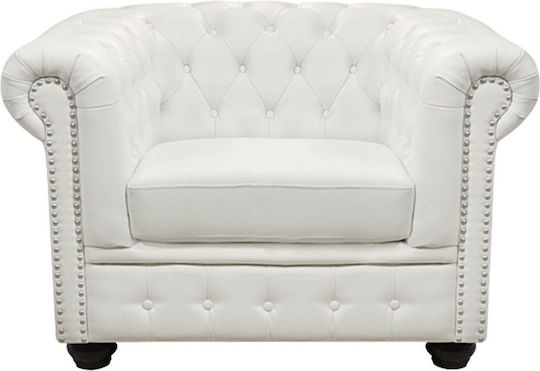 Chesterfield Sessel aus Künstliches Leder Weiß Matt 110x90x73cm