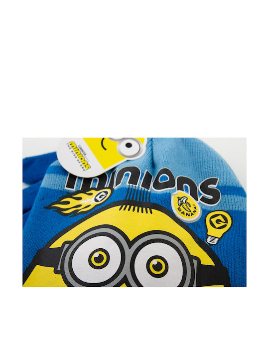 Kids Beanie Set with Gloves Knitted Blue