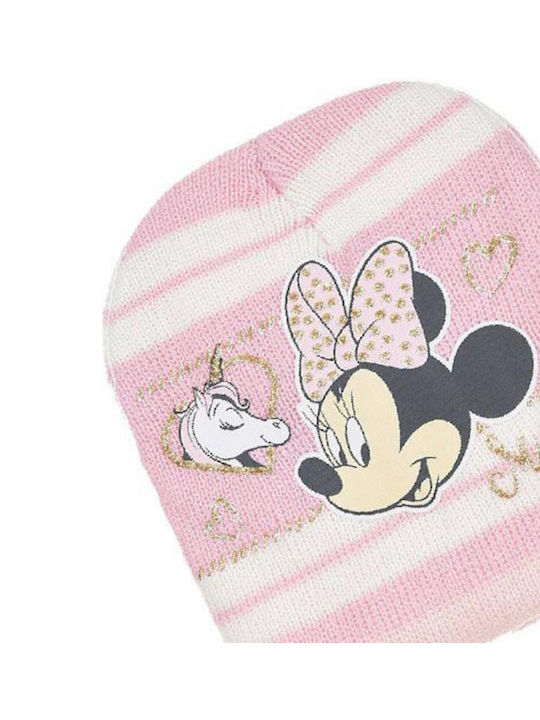 Minnie Σετ Παιδικό Σκουφάκι με Γάντια Πλεκτό Ροζ
