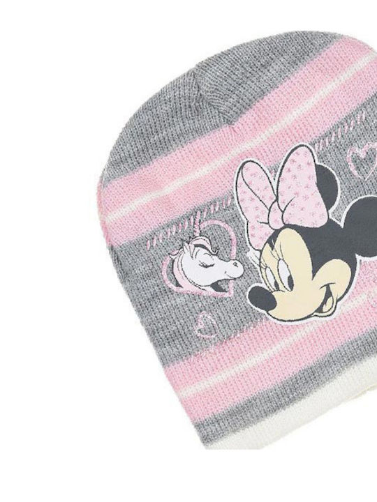 Minnie Kids Beanie Set with Gloves Knitted Gray