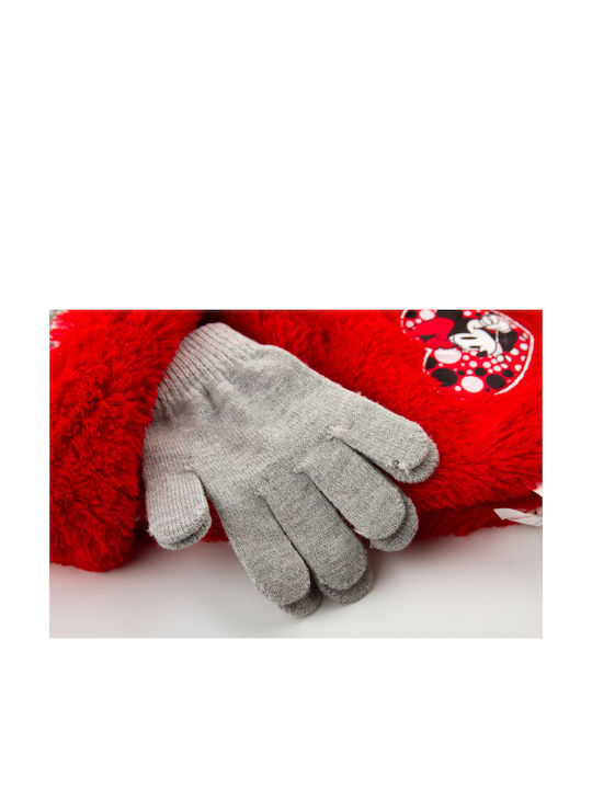 Minnie Kinder Mütze Set mit Handschuhe Pelz Rot