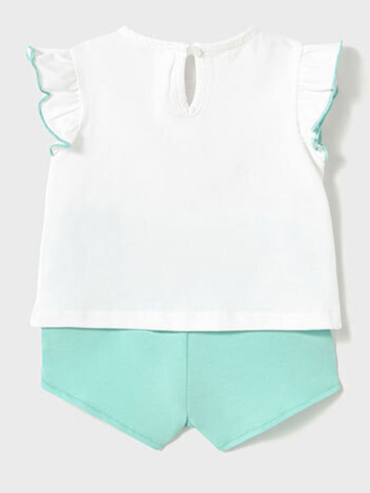 Kids' Set with Shorts Summer 4pcs White/Turquoise Mermaid Set