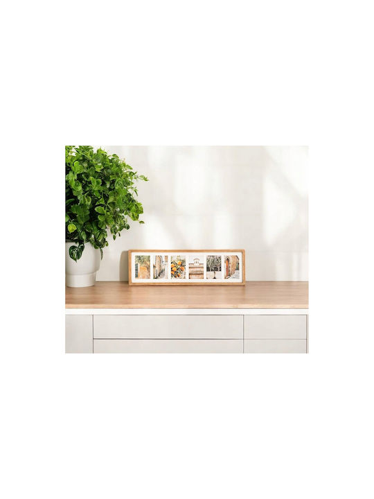 Wooden Wall Multi Picture Frame 6 Openings with Beige Frame