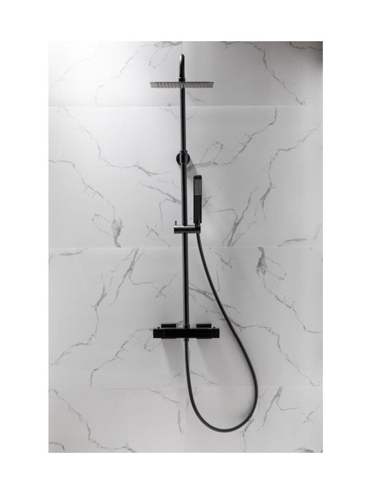 KFA Adjustable Shower Column with Bathtub Mixer 155cm Black