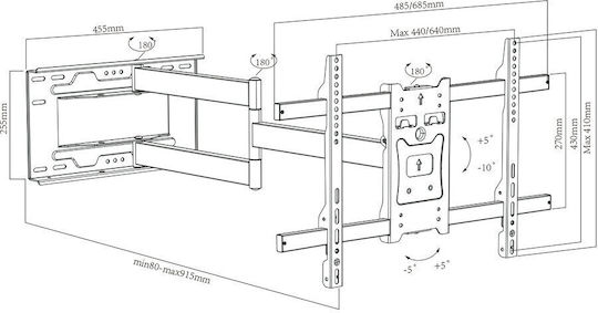 Maclean Energy MC-985 Wall TV Mount with Arm up to 80"