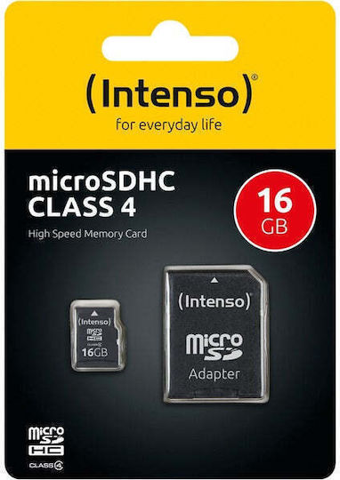 Intenso microSDHC 16GB Class 4 Default Speed 21MB/s with Adapter