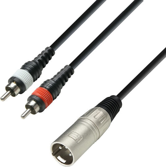 Adam Hall Cablu XLR de sex masculin - RCA de sex masculin Negru 6m K3TMC0600