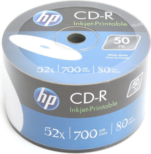 HP Εγγράψιμα CD-R 52x Printable 700MB Cake Box 50τμχ