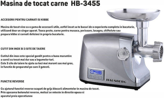 Hausberg Μηχανή Άλεσης Κιμά 3500W 6423808044283