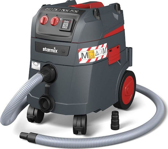Starmix iPulse M-1635 Safe Plus Прахосмукачка за Мокро/Сухо Почистване 1600W с Пластмасов Контейнер 35л Сребрист