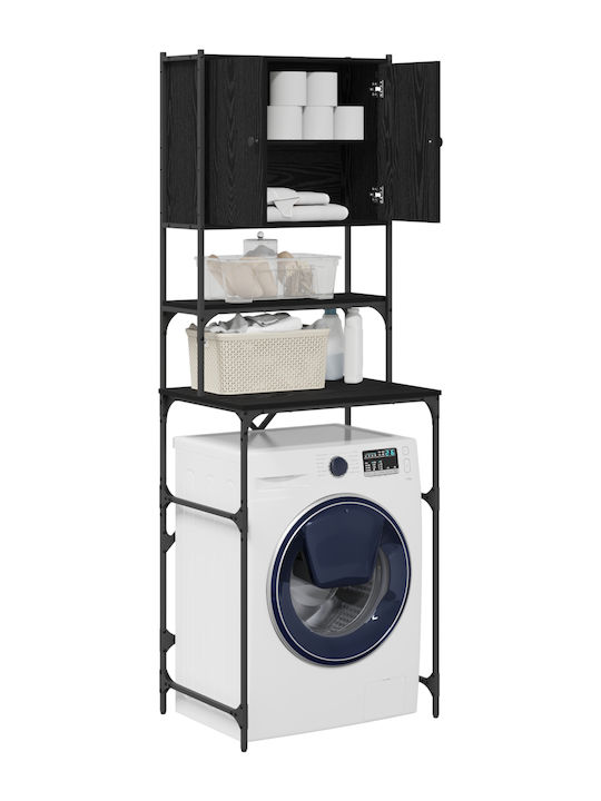 vidaXL Επιδαπέδια Ραφιέρα Μπάνιου Μεταλλική 68x48.5x194cm Μαύρη