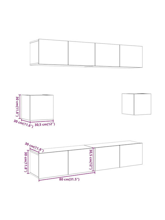 Unitate TV pentru sufragerie Technical Oak L80xÎ