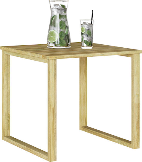 Sitting Room Outdoor Free Standing Wood Table Natural 50.5x50.5x46cm