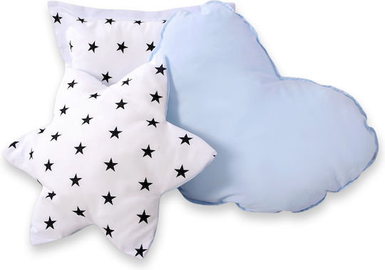 Tipi Tent Kids + Mat + Pillows + Feather Hangings Black Stars Blue