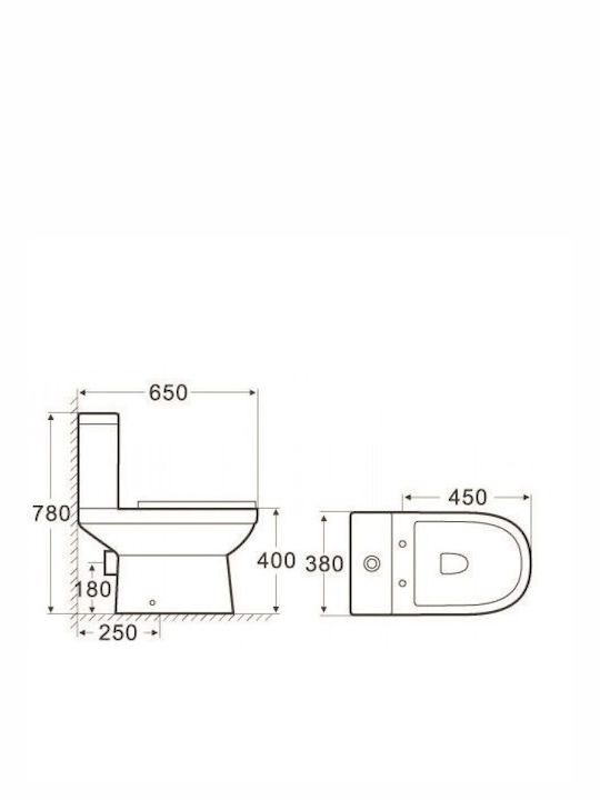 Inter Ceramic Λεκάνη Δαπέδου Rimless με Καζανάκι