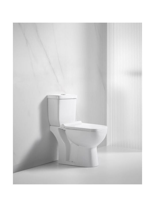 Inter Ceramic Λεκάνη Δαπέδου Κάτω Σιφόνι Rimless με Καζανάκι
