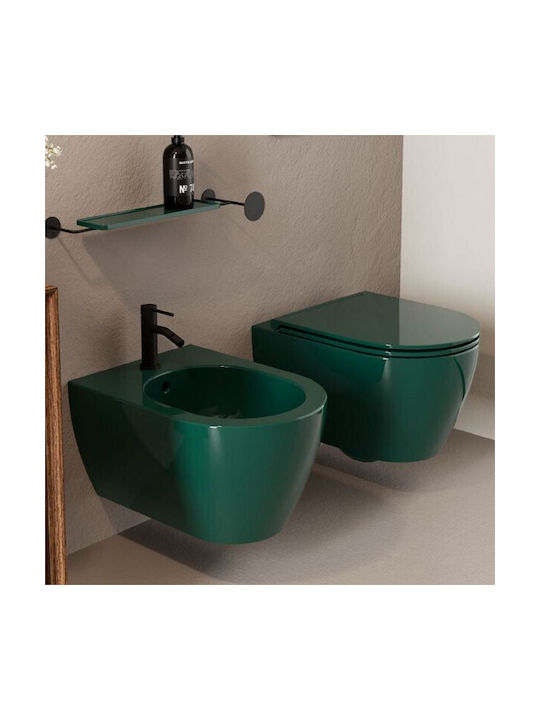 Scarabeo Wandhängende Toilette Rimless mit Schlankem Cover Sanftes Schließen Musk Glänzend