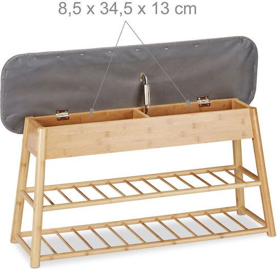 Mobilier de Intrare cu Dulap pentru Pantofi & Bancă Grey - Natural 90x28x48cm Gri - Natural