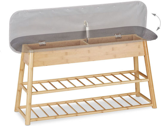 Mobilier de Intrare cu Dulap pentru Pantofi & Bancă Grey - Natural 90x28x48cm Gri - Natural