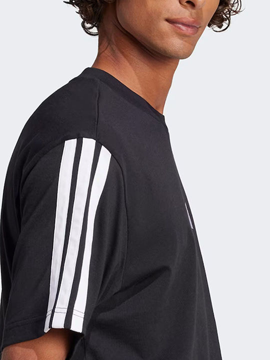 Essentials 3-stripes Αθλητικό T-shirt Μαύρο