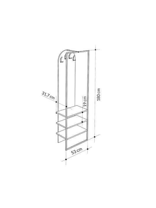 Archy Entry Furniture with Shoe Rack Grey retro 53x31.7x180cm