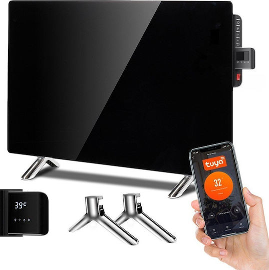 Maclean Energy Konvektorheizung Boden 600W mit elektronischem Thermostat und WiFi 100x55cm Schwarz