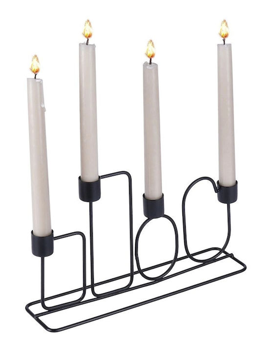 K-m Black Candle Holder Metal in Black Color 27x7x15cm 1pcs