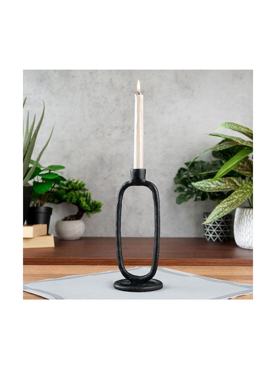 H&S Collection Candle Holder Metal in Black Color 10x10x24cm 1pcs
