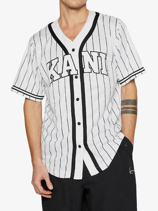 Serif Pinstripe Baseball T-shirt Λευκό