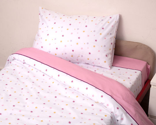 Viopros Duvet Cover Set Cotton Single with Pillowcase 160x240 Pink