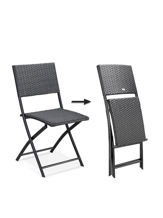 Scaun de exterior Rattan Gri 2buc 81x49x43cm
