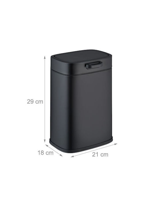 Relaxdays Coș De Gunoi Metalic Împingeți Negru 5lt
