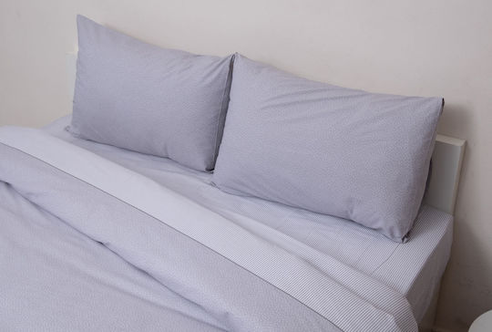 Viopros Σετ Σεντόνια Ημίδιπλα με Λάστιχο 120x200+25εκ. Γκρι (3τμχ)